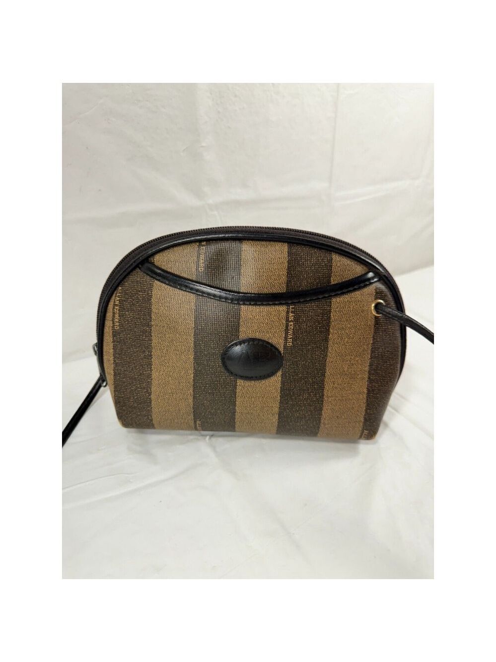 Vintage Allan Edward Pecan Shoulder Bag Logo Black Crossbody Black PVC